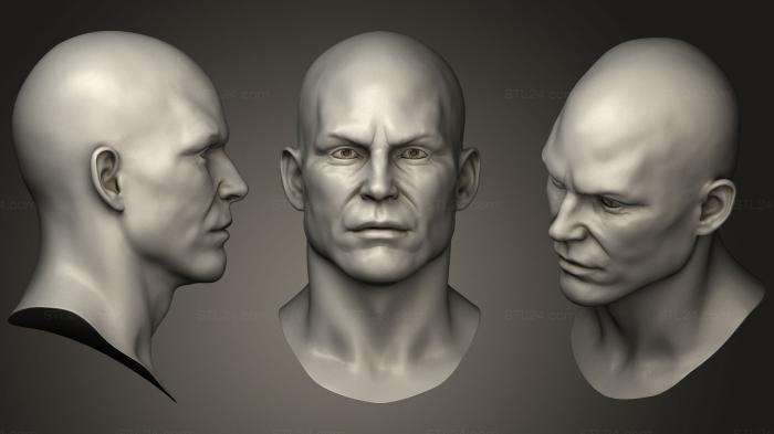 Анатомия скелеты и черепа (Скульптура мужской головы 02, ANTM_0850) 3D модель для ЧПУ станка